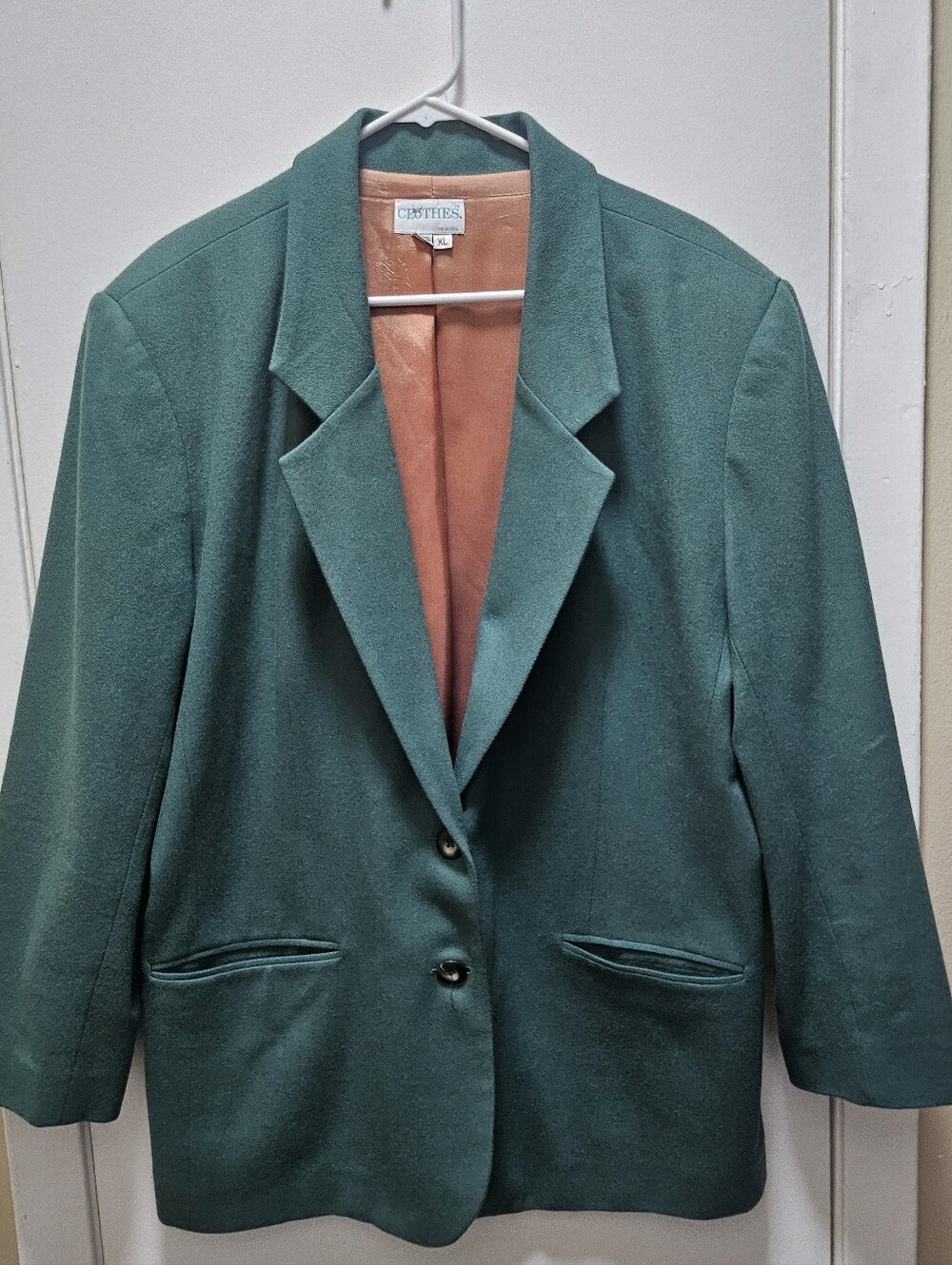 Vintage 80 90s Oversized Forest Green 100% Wool Blazer Size XL Made In USA